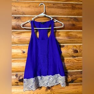 Express Royal Purple Tank Top with Lace Detail